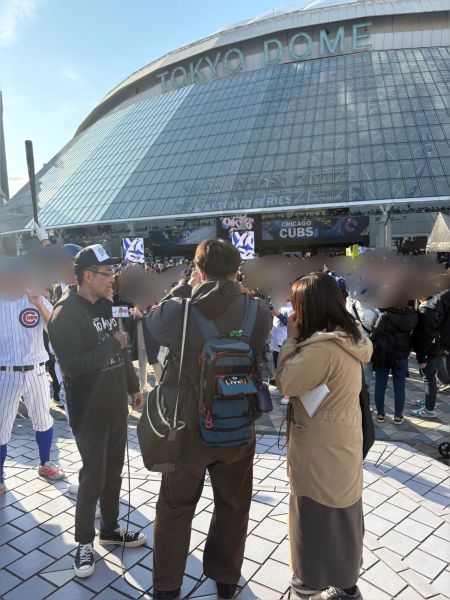 MLB開幕戦盛り上げのため、３日間東京ドーム前から生中継。福永アナと制作2名の少数精鋭です！メディア制作センター Ｈ